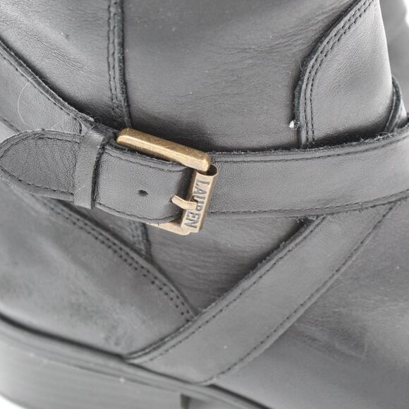 Ralph Lauren Riding Boots Womens 7 Black Leather Maryann Knee High Classic - Picture 3 of 13